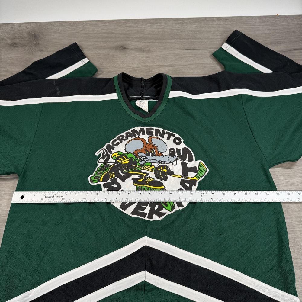 Vintage Sacramento River Rats Hockey Jersey Mens XL Green RHI Hockey CCM 90s - Picture 4 of 11